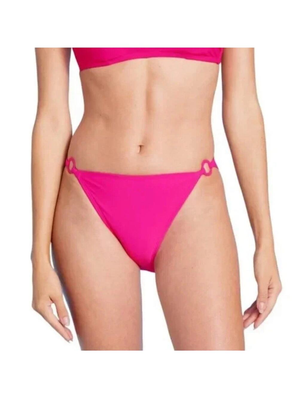 Shade & Shore Ring Detail Low Rise High Leg Hot Pink Bikini Bottom XL